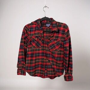 Chaps Denim Plaid Flannel Shirt Red Green Blue Button Up Long Sleeve‎ Womens M